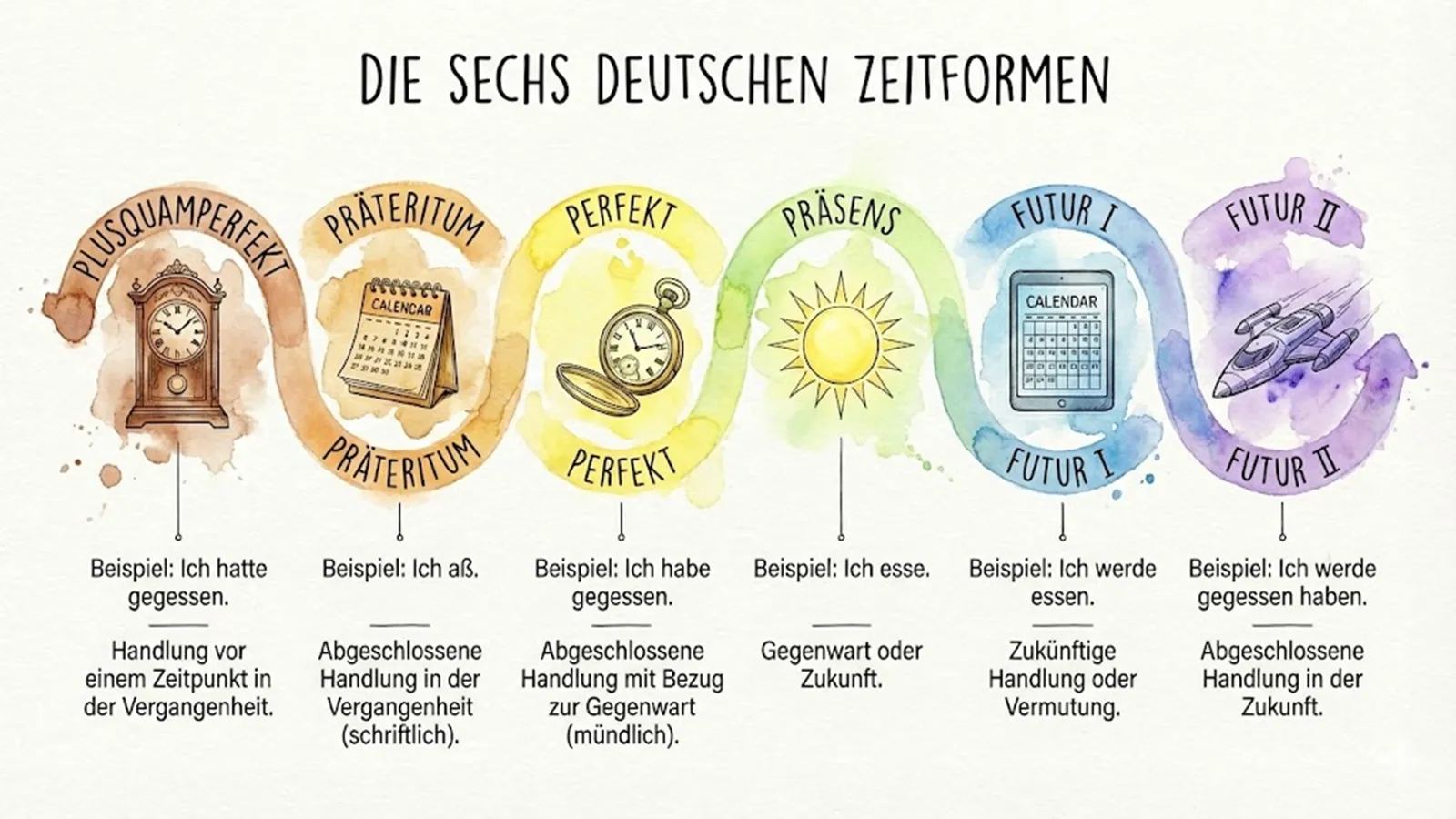 Die sechs Zeitformen