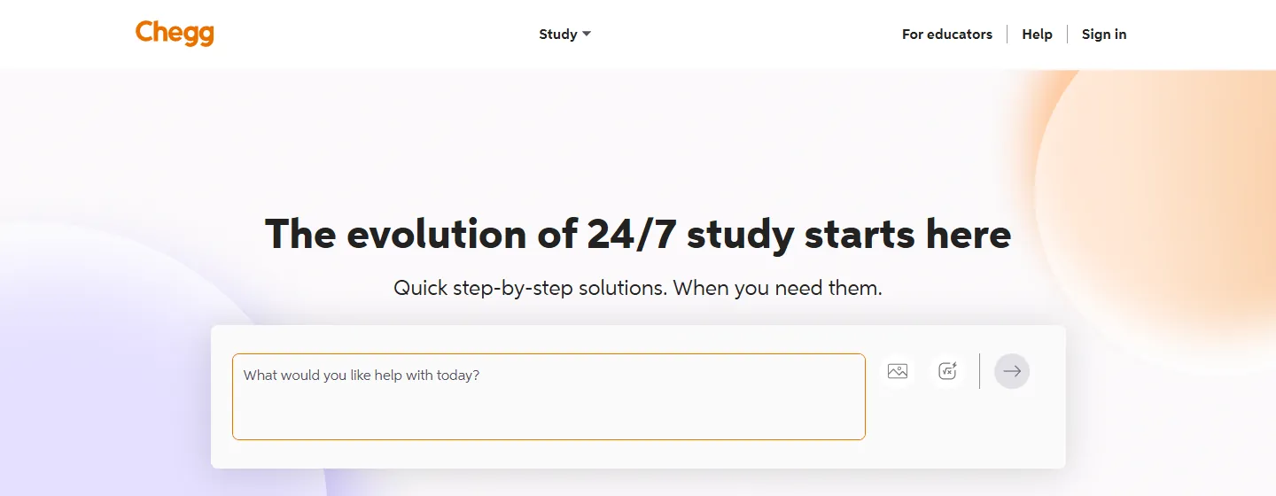 Startseite Chegg: The evolution of 24/7 study starts here