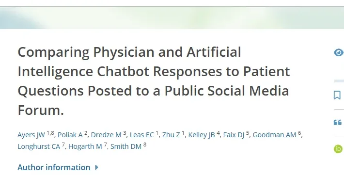 Titel und Autor*innen der Studie von Ayers u. a. in JAMA Internal Medicine 2023