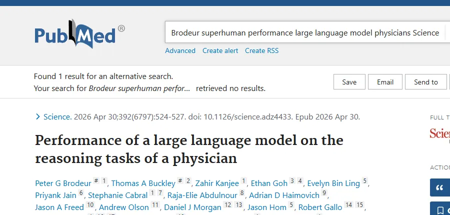 PubMed-Eintrag der Science-Studie von Brodeur u. a. 2026
